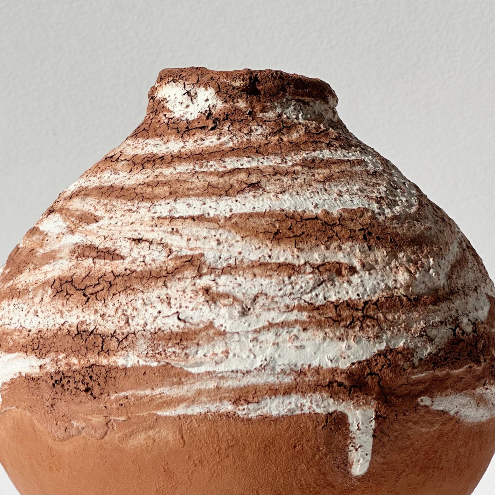 Post-Modern Terracotta Moon Jar No 17 by Elena Vasilantonaki For Sale