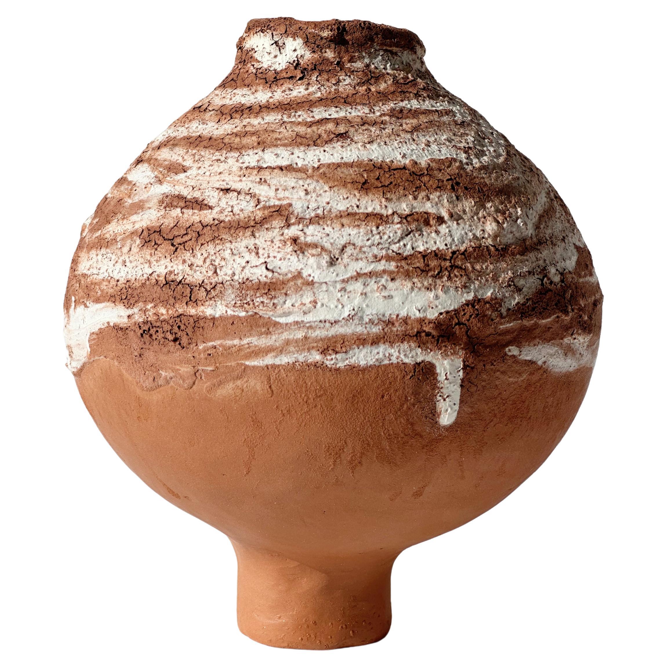 Terracotta Moon Jar No 17 by Elena Vasilantonaki For Sale