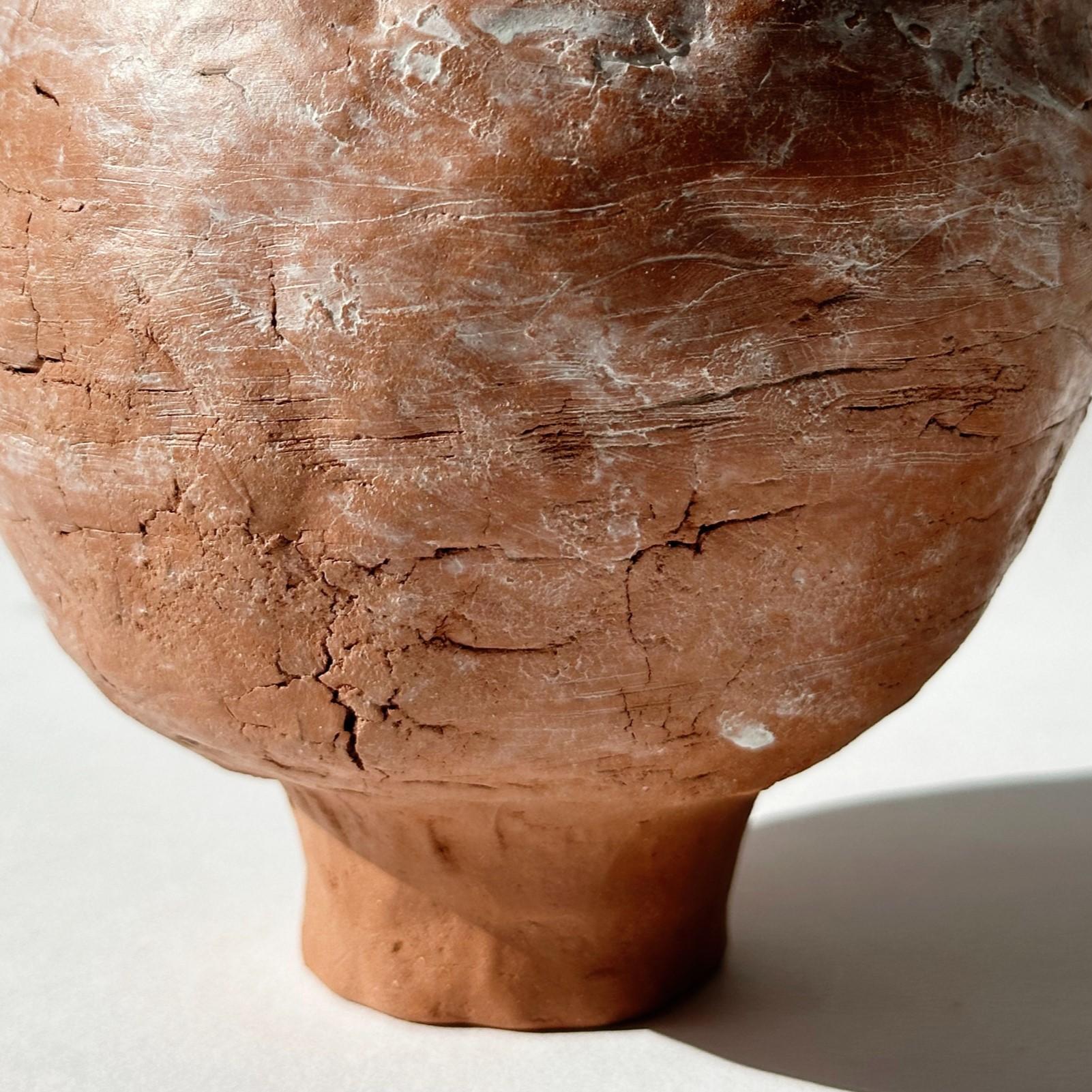 Greek Terracotta Moon Jar No 4 by Elena Vasilantonaki For Sale