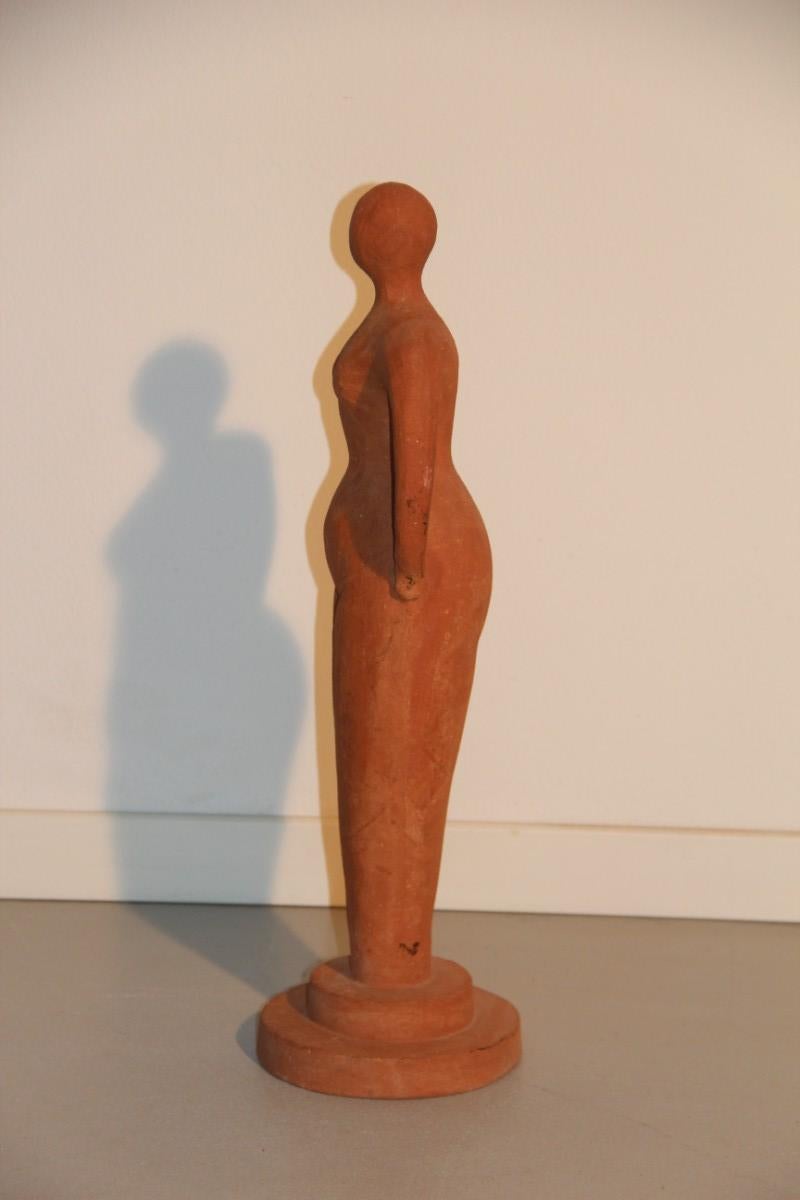 Mid-Century Modern Terracotta Nude Ceramic Sculpture Woman Shapes Very Reminiscent Botero Style For Sale