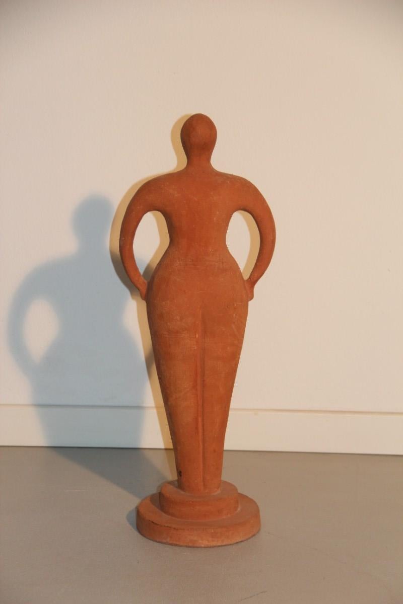 Italian Terracotta Nude Ceramic Sculpture Woman Shapes Very Reminiscent Botero Style For Sale