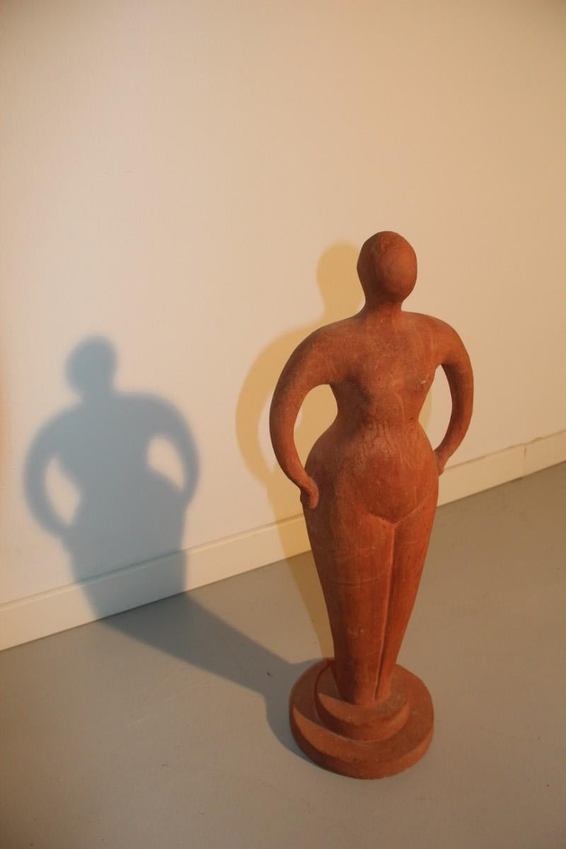 Terracotta Nude Ceramic Sculpture Woman Shapes Very Reminiscent Botero Style For Sale 1