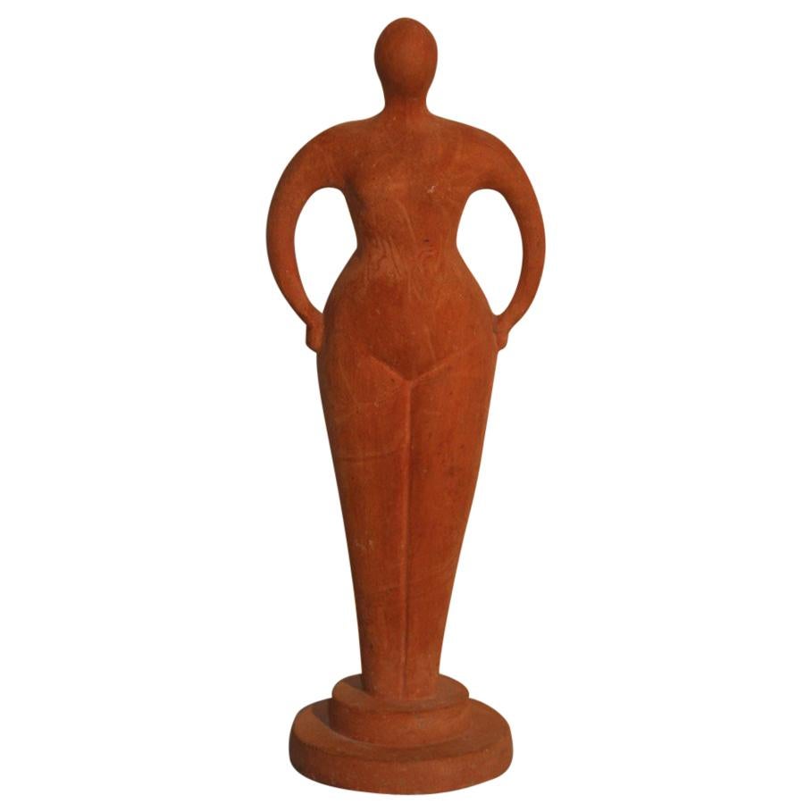 Terracotta Nude Ceramic Sculpture Woman Shapes Very Reminiscent Botero Style For Sale