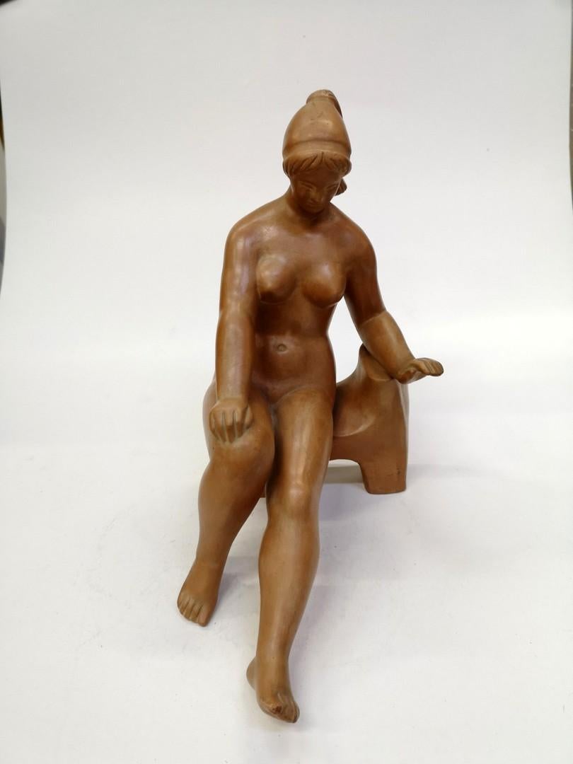 Terracotta nude sculpture by Laszlo Marosan, 1960s.
