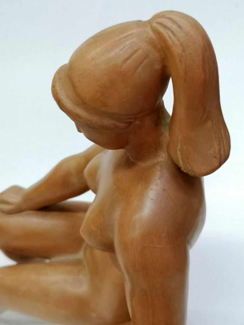 Terracotta Nude Sculpture by Laszlo Marosan, 1960s In Good Condition For Sale In Budapest, HU
