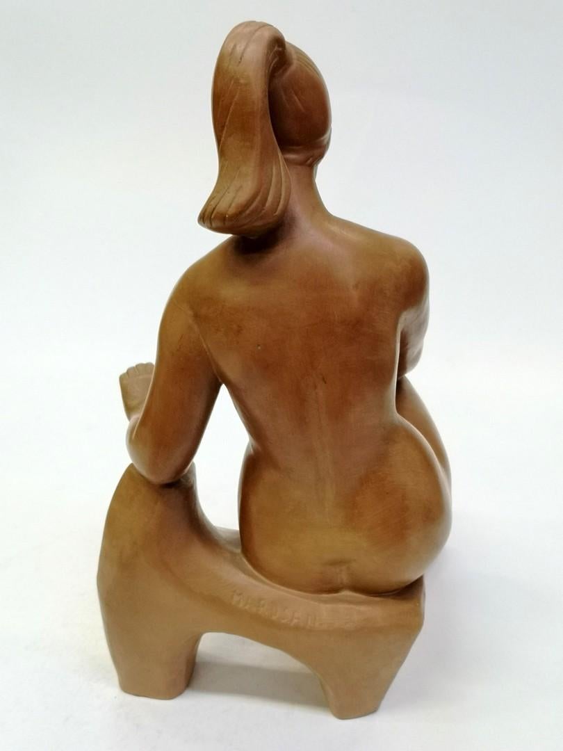 Mid-20th Century Terracotta Nude Sculpture by Laszlo Marosan, 1960s For Sale