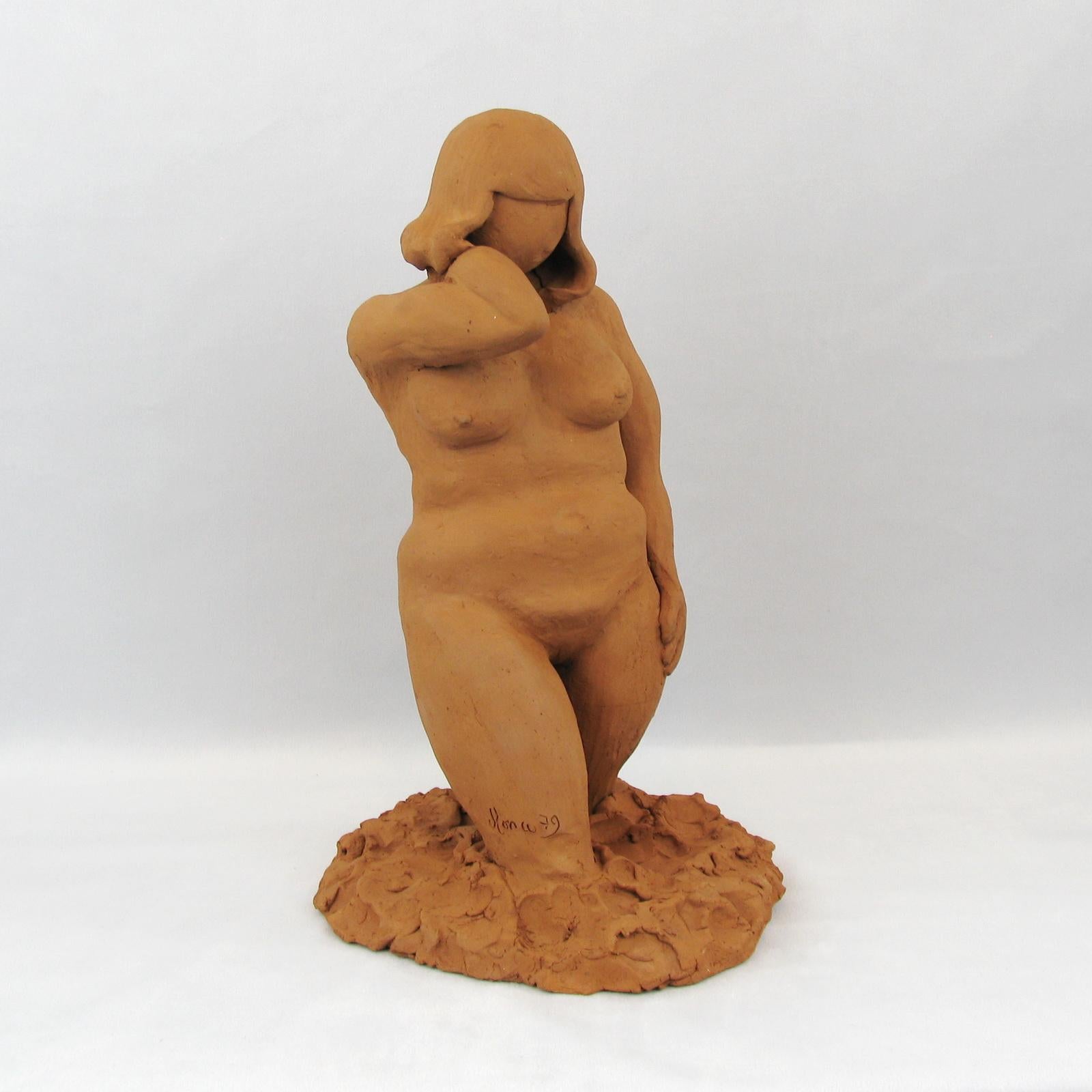 Terracotta Nude Sculptures, Set of 2, from the 1970s For Sale 7