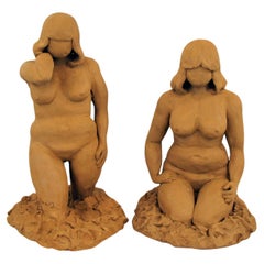 Terracotta Nude Sculptures, Set of 2, from the 1970s