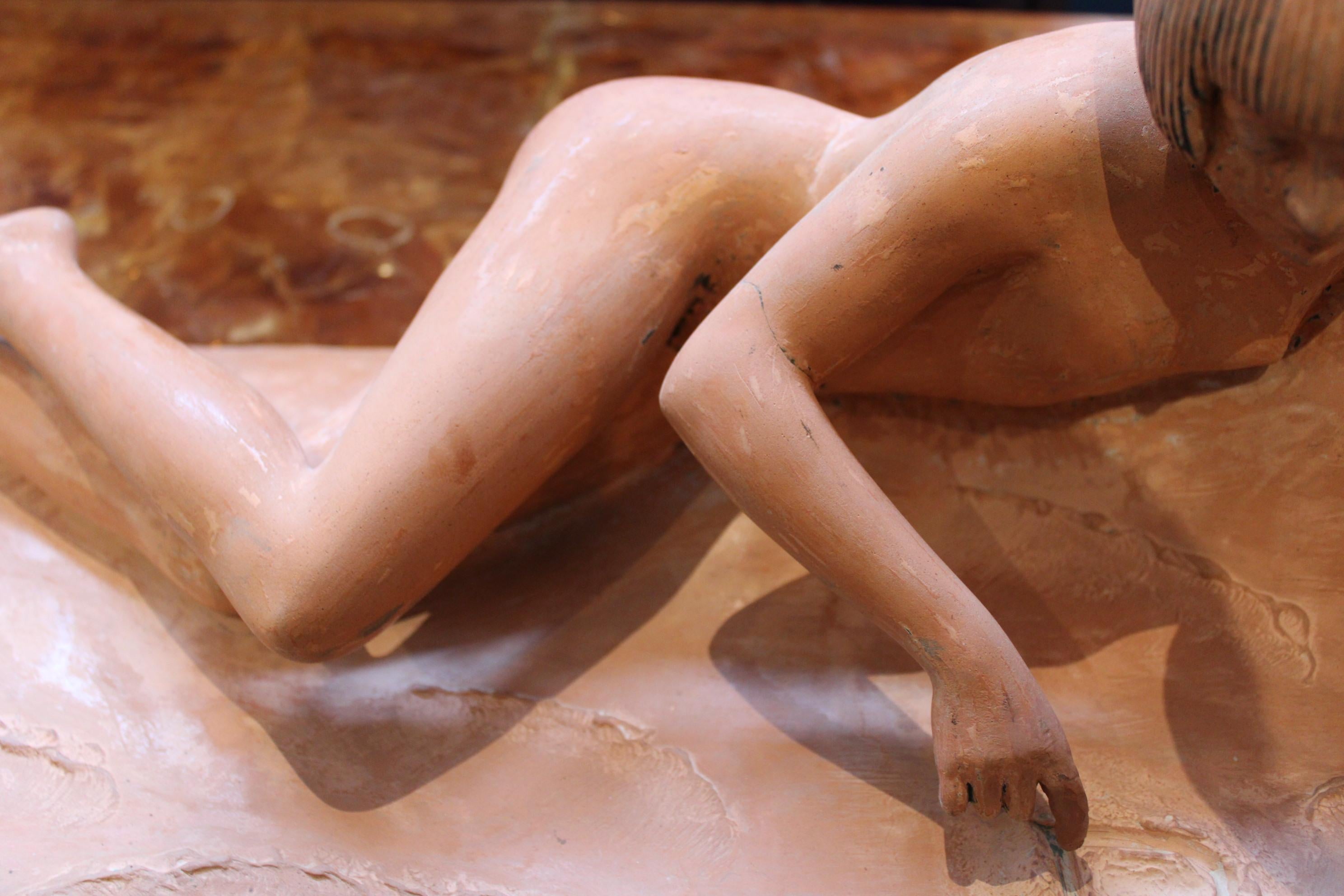 Terracotta Nude Woman Sculpture by George Maxim, France, 20th Century For Sale 3