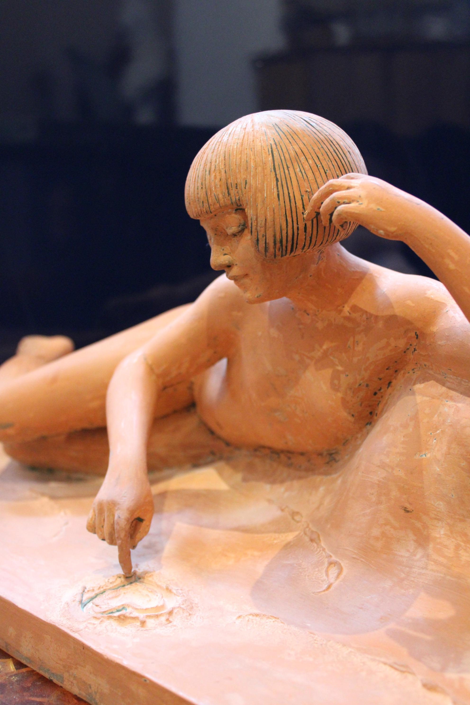 Art Deco Terracotta Nude Woman Sculpture by George Maxim, France, 20th Century For Sale