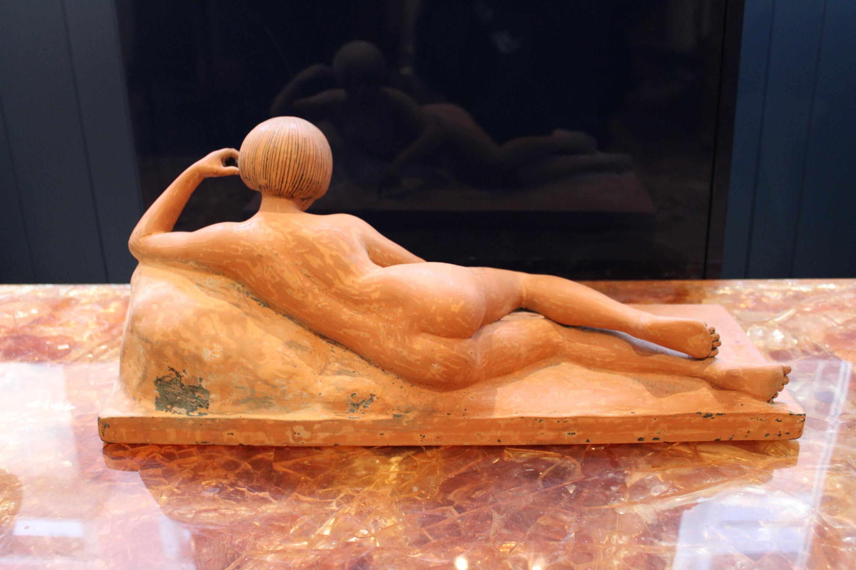 French Terracotta Nude Woman Sculpture by George Maxim, France, 20th Century