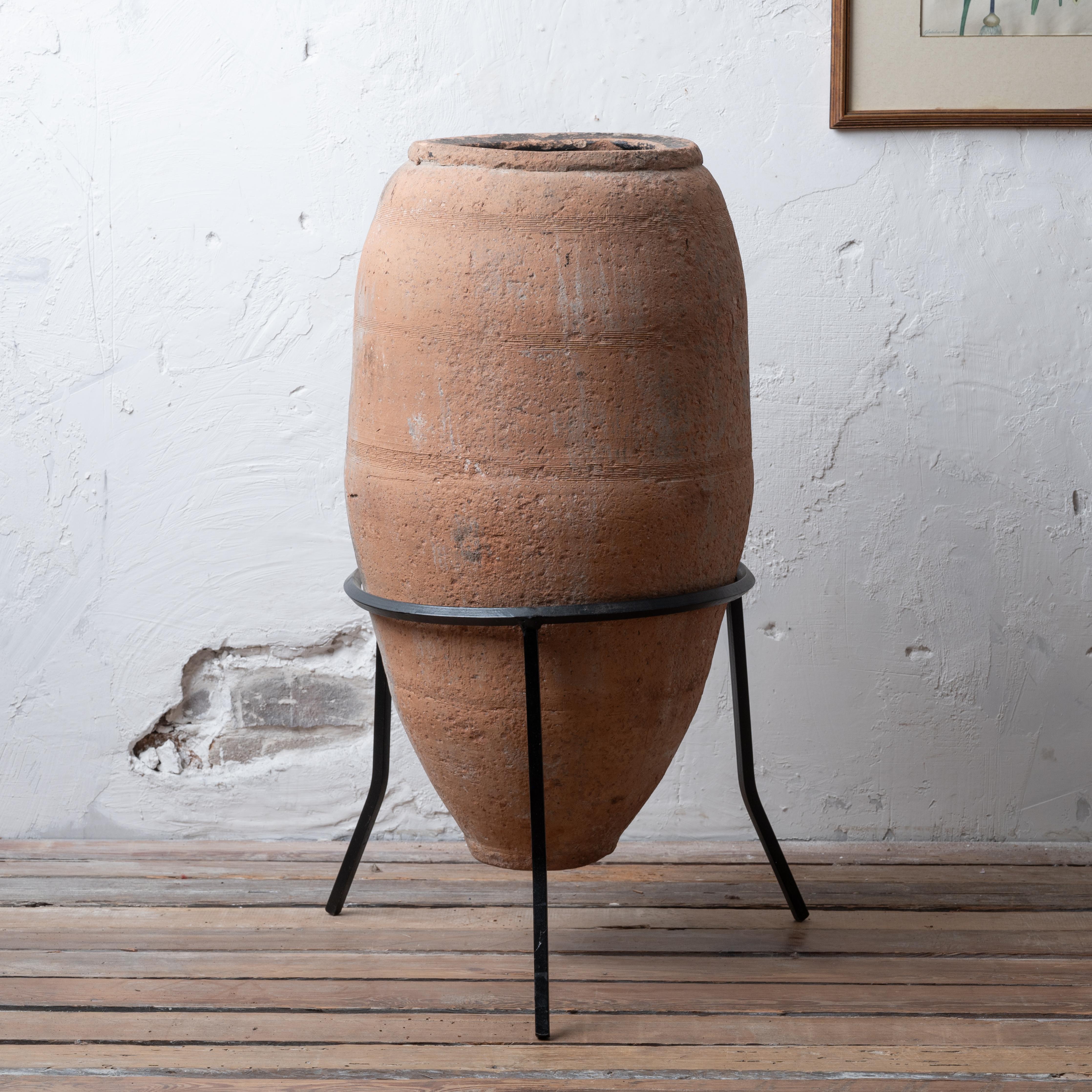 Terracotta Olive Jar on Stand, 19th Century For Sale 2