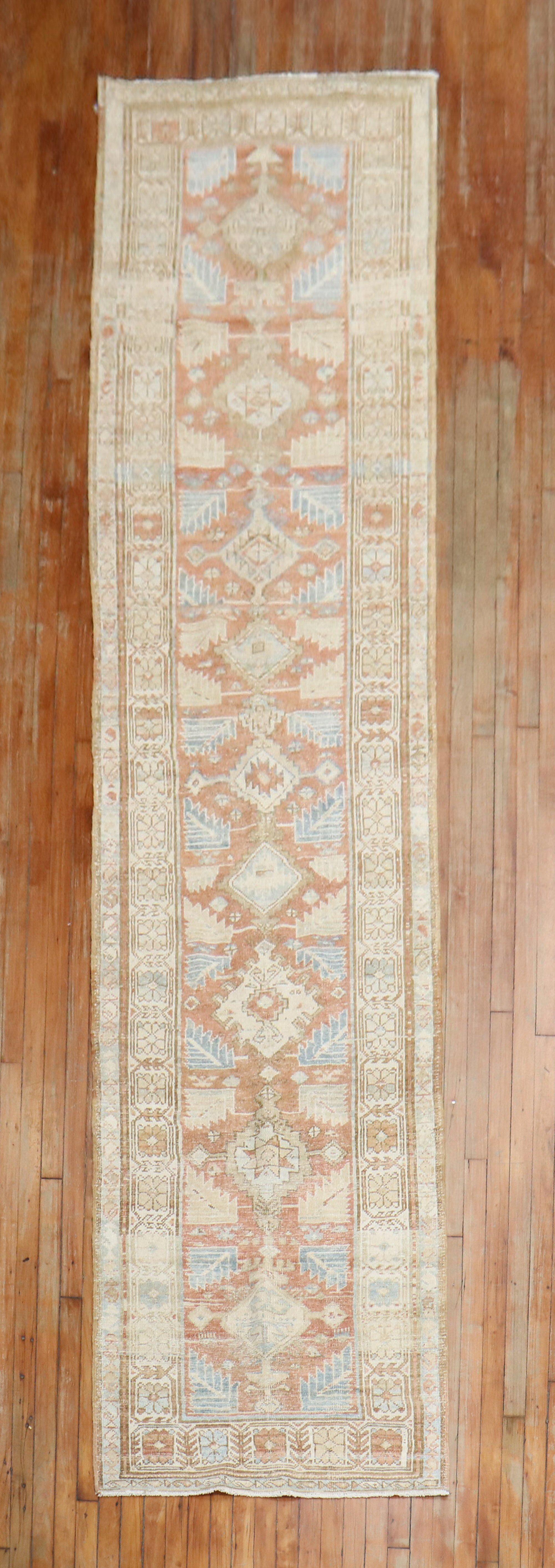  Terracotta Persian Antique Runner In Good Condition For Sale In New York, NY