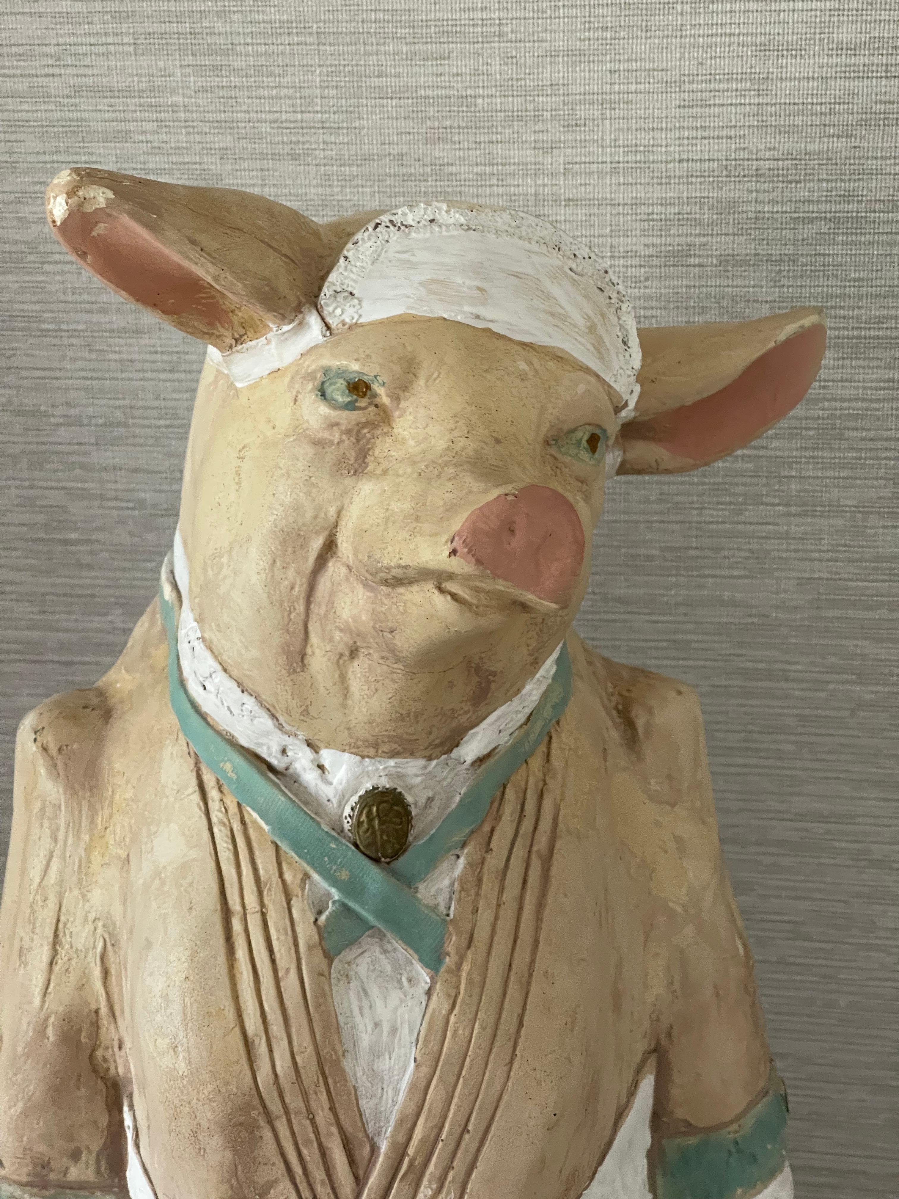 Sculpture de cochon en terre cuite Enseigne de boucherie Présentoir en vente 2