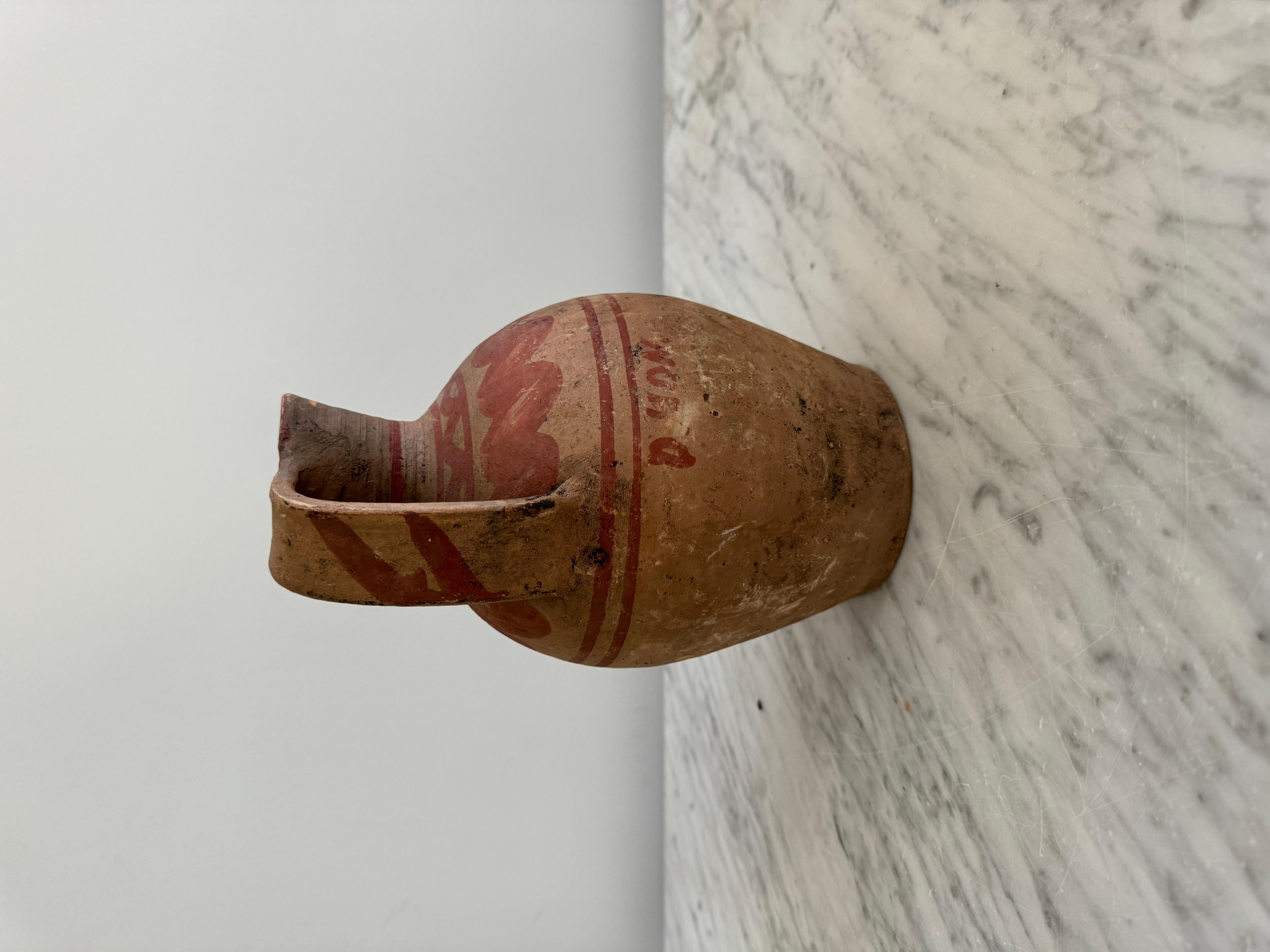 XIX secolo Terracotta pignata pot with half glaze in vendita