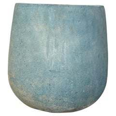 Terracotta Planter with Soft Blue-Gray Weathered Patina
