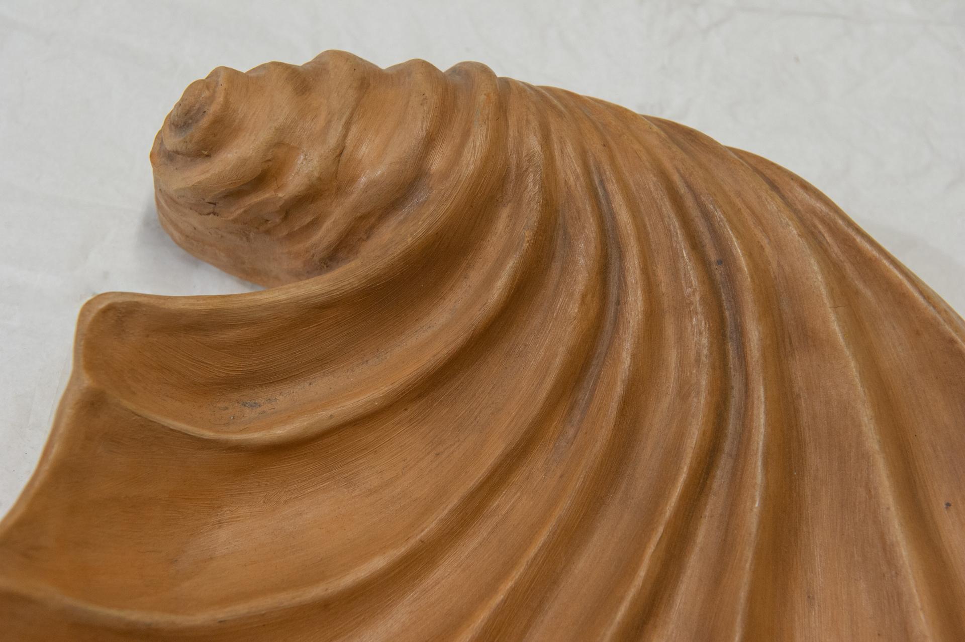 Other Terracotta Plate Modeled by Hand in the Shape of a Shell For Sale