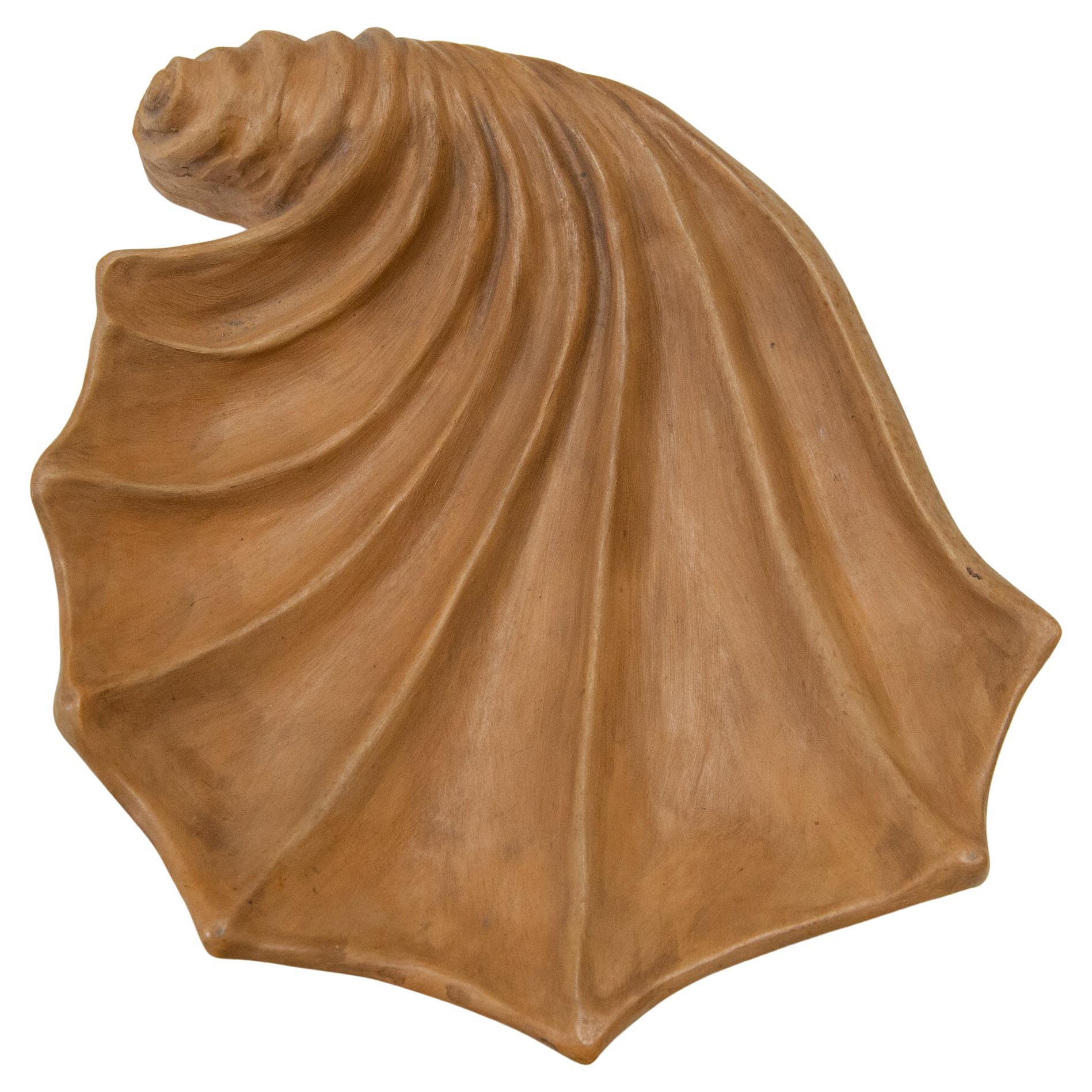 Terracotta Plate Modeled by Hand in the Shape of a Shell For Sale