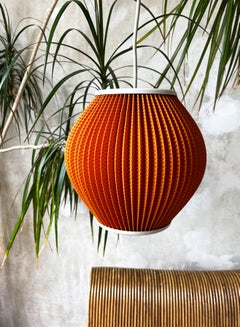 Terracotta Pleated Pendant Danish Modern Schiøler for Høyrup, 1960