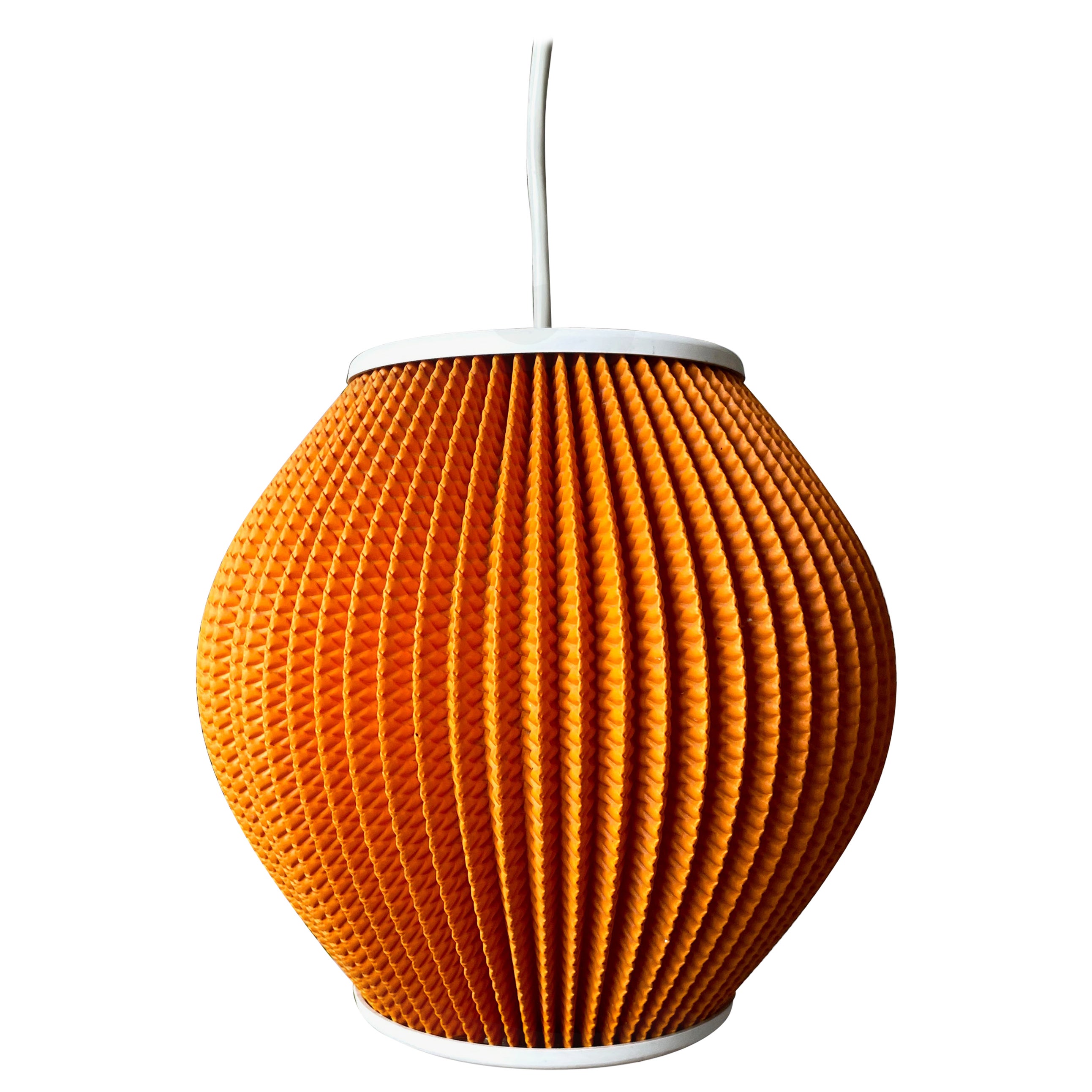 Terracotta Pleated Pendant Danish Modern Schiøler for Høyrup, 1960