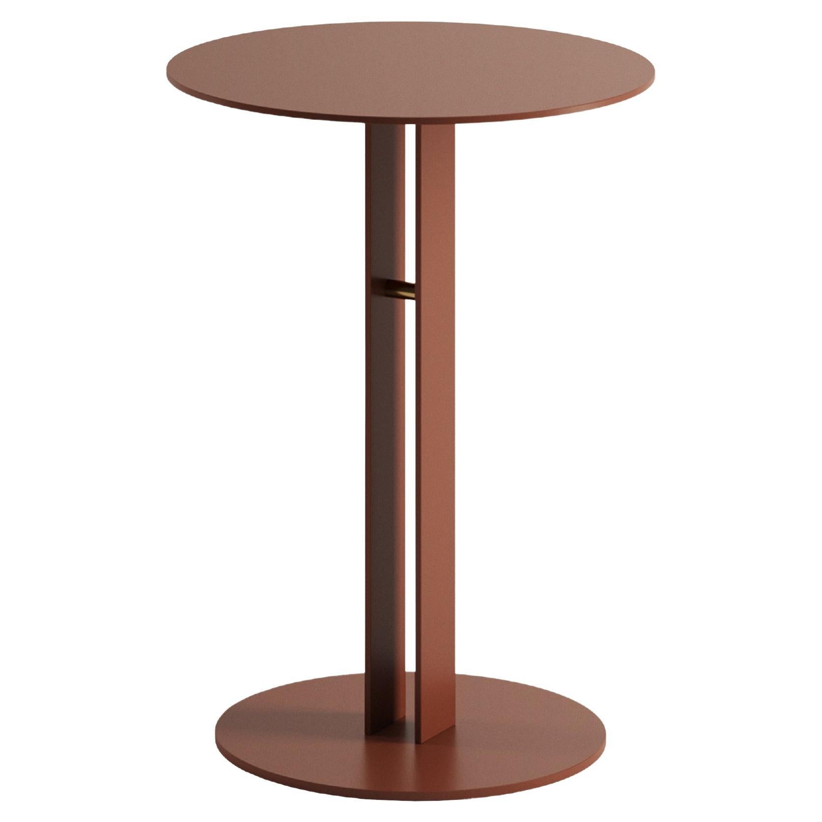 Terracotta Portman Side Table in Steel with Brass Designed by Master for Lemon For Sale