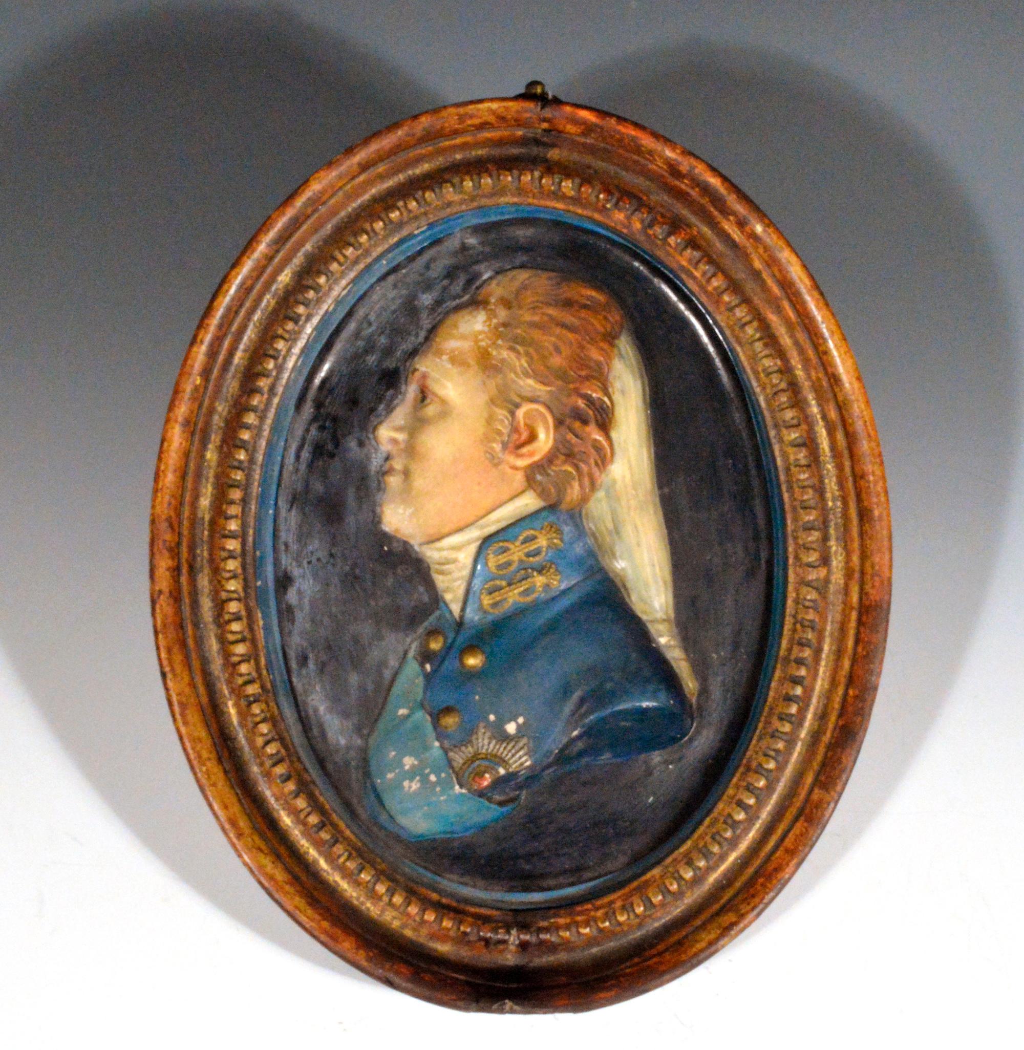 Georgian Terracotta Portrait Plaque of a Nobleman with Order of the Garter For Sale