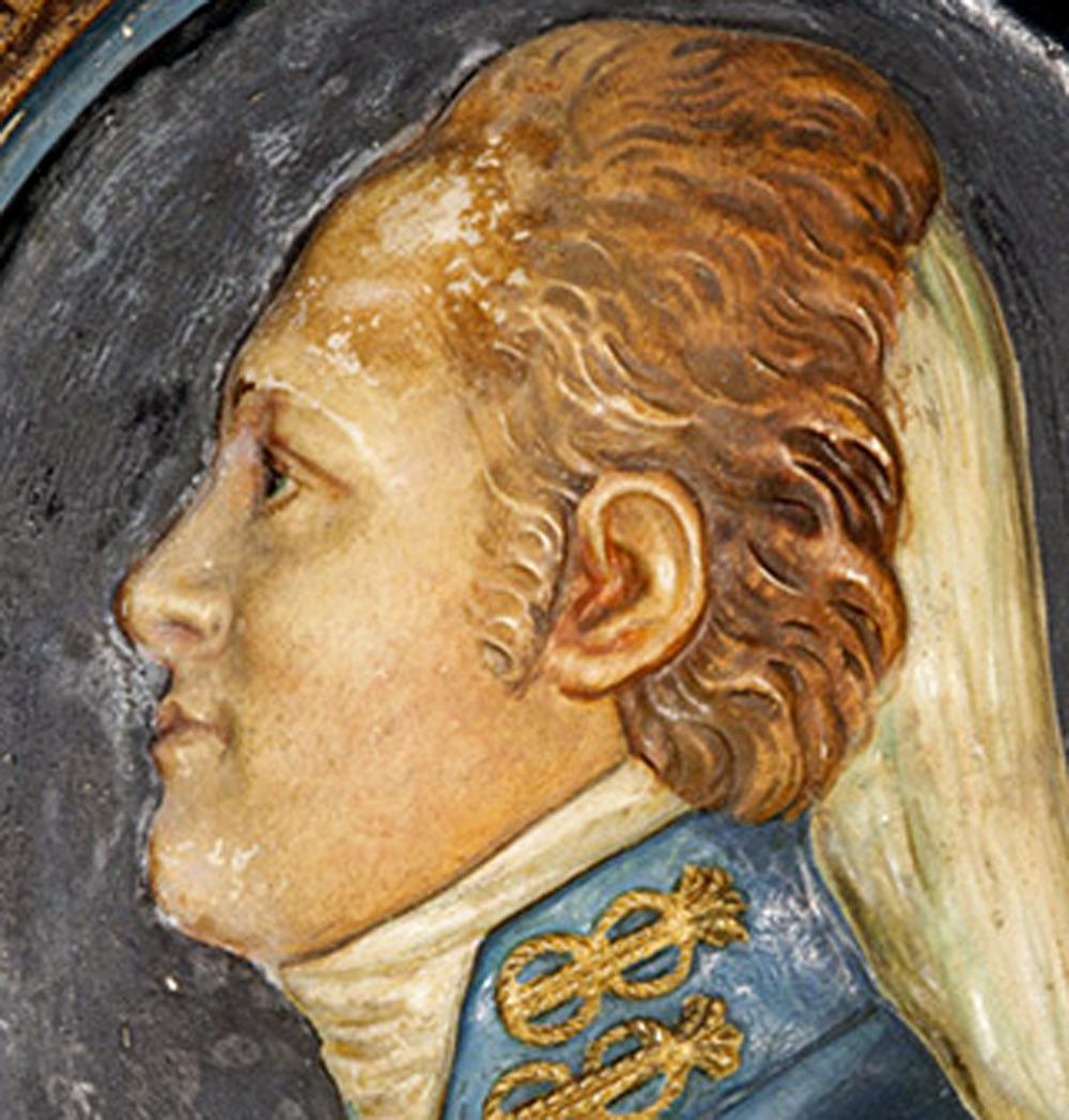 Terracotta Portrait Plaque of a Nobleman with Order of the Garter In Good Condition For Sale In Downingtown, PA