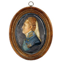 Antique Terracotta Portrait Plaque of a Nobleman with Order of the Garter