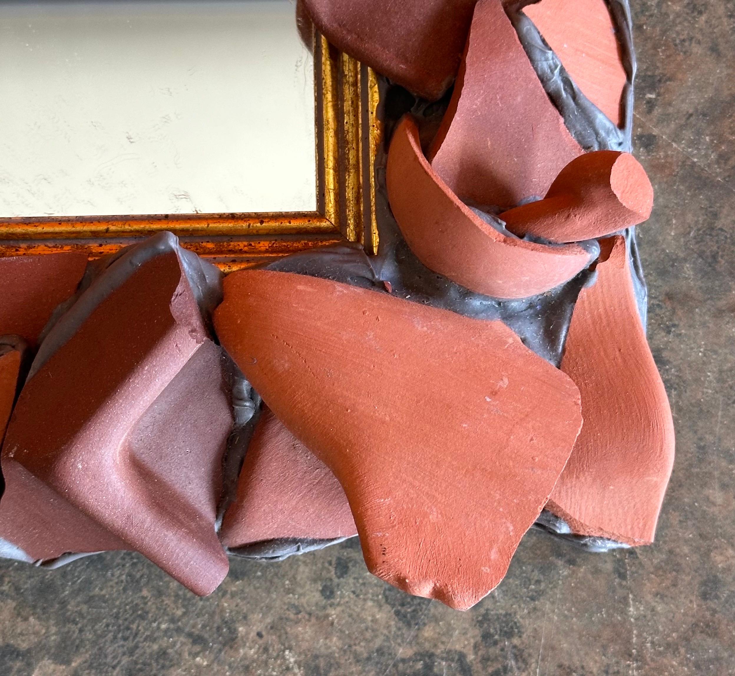 Terracotta Pottery Shards Table Mirror / Picture Frame by MacKenzie Childs For Sale 5