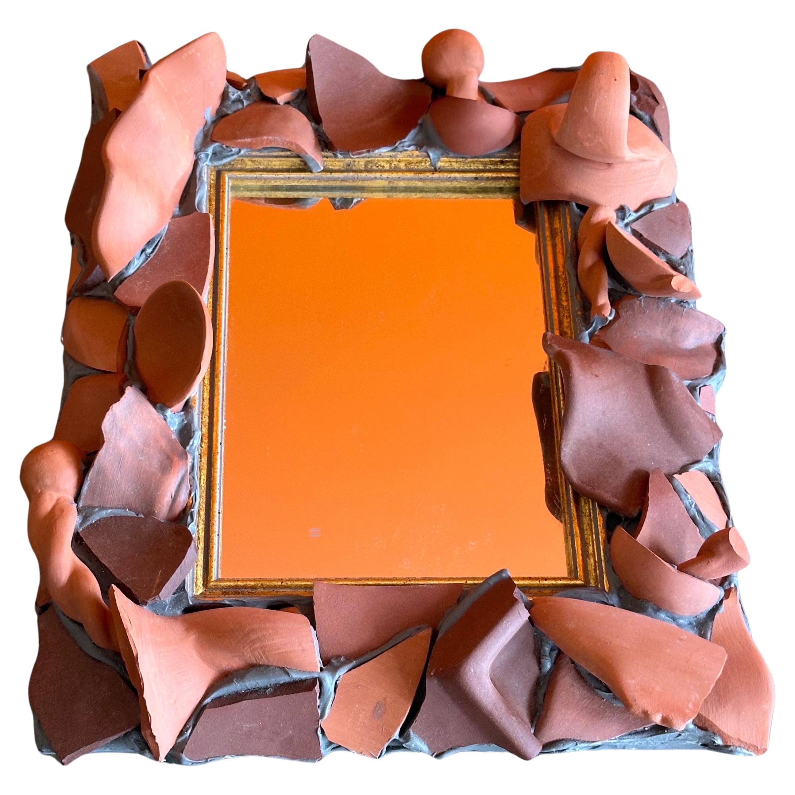 Terracotta Pottery Shards Table Mirror / Picture Frame by MacKenzie Childs For Sale 8