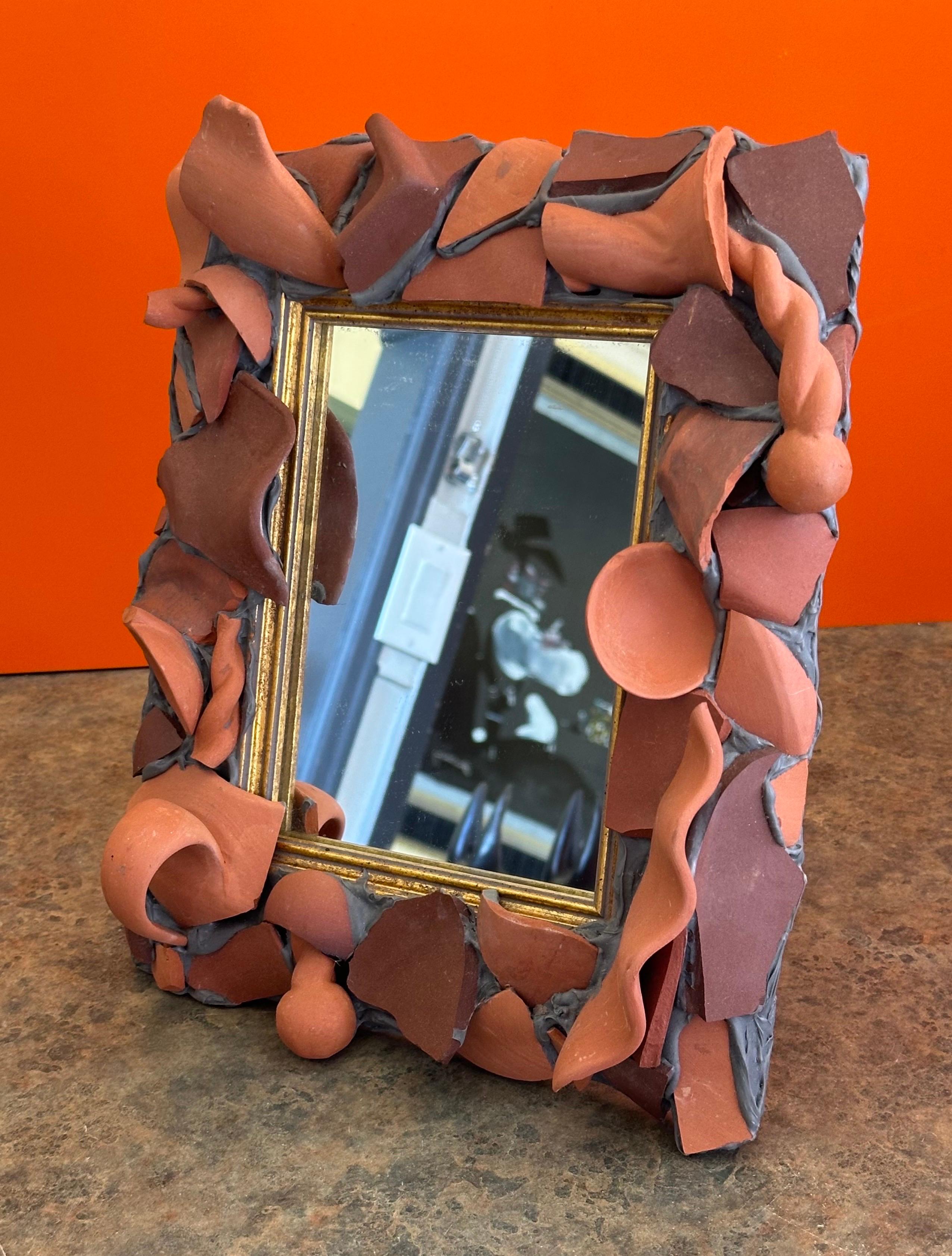 Terracotta Pottery Shards Table Mirror / Picture Frame by MacKenzie Childs For Sale 3