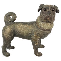 Terracotta Pug Dog With Glass Eyes