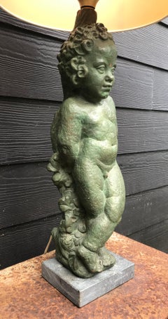 Terracotta Putto as a Table Lamp, France, 1940s