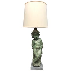 Terracotta Putto as a Table Lamp, France, 1940s