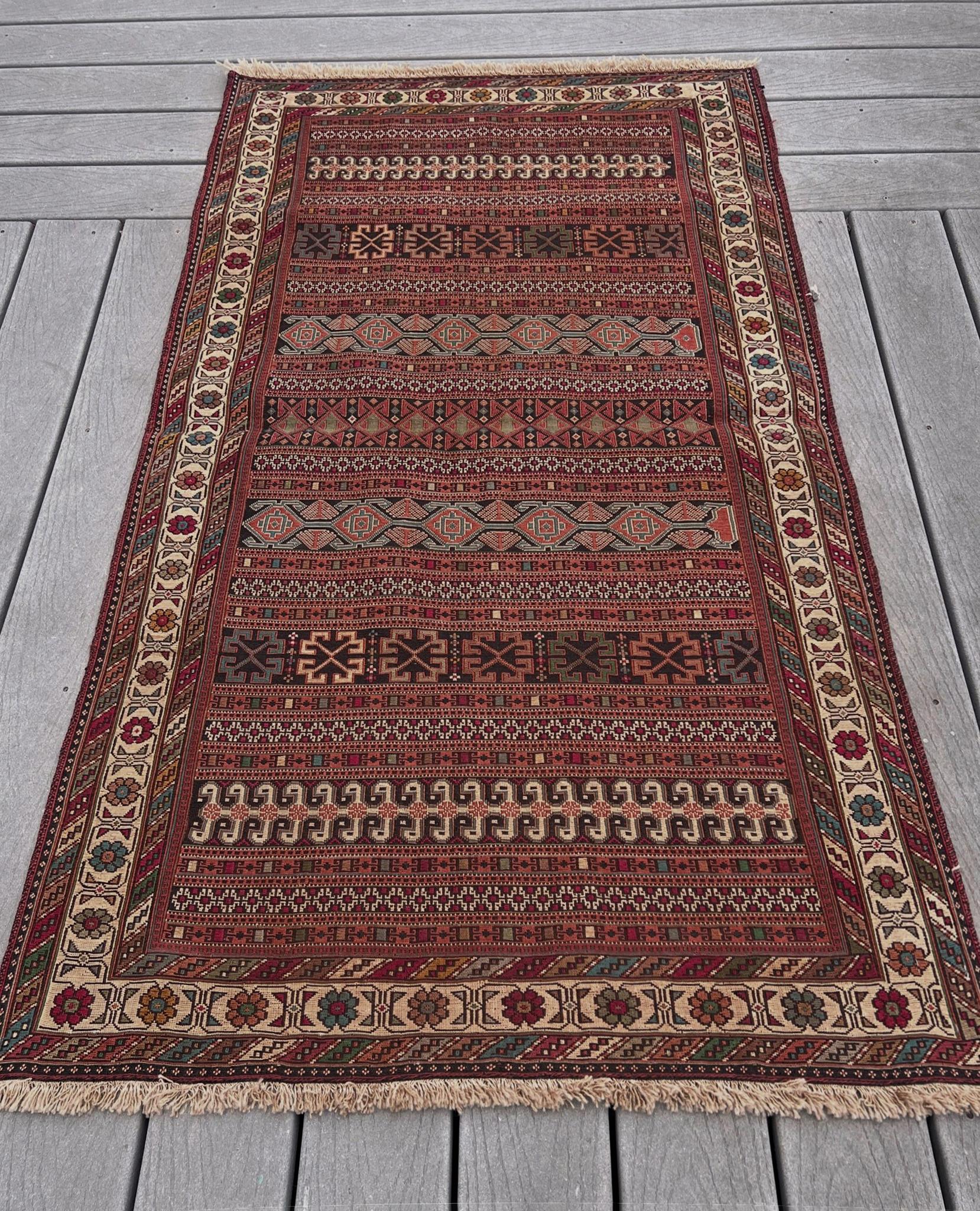 Soumak de terracota Rahrah - Alfombra Persa Vintage / Arte de Pared (3'2 