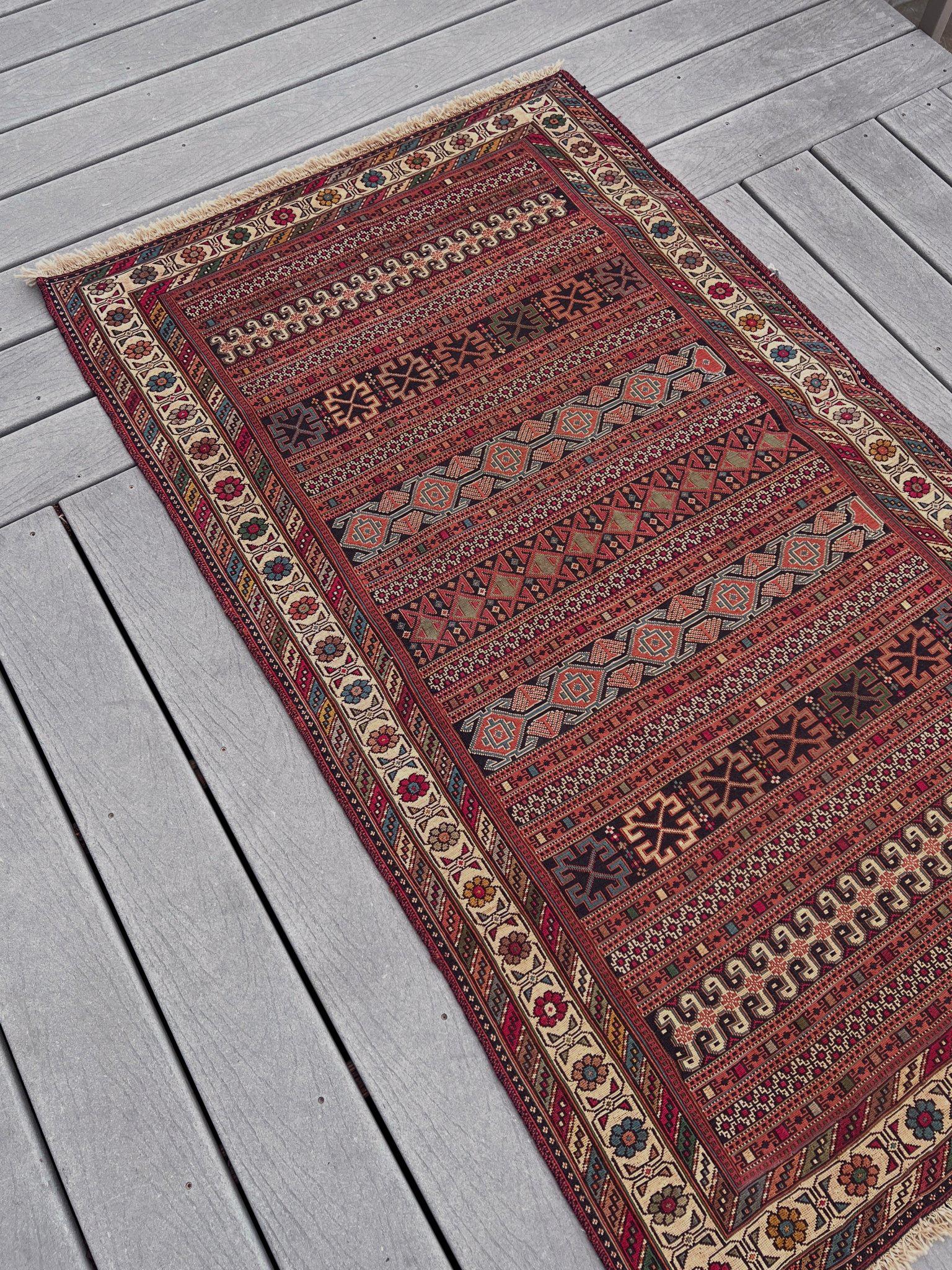 Soumak de terracota Rahrah - Alfombra Persa Vintage / Arte de Pared (3'2 