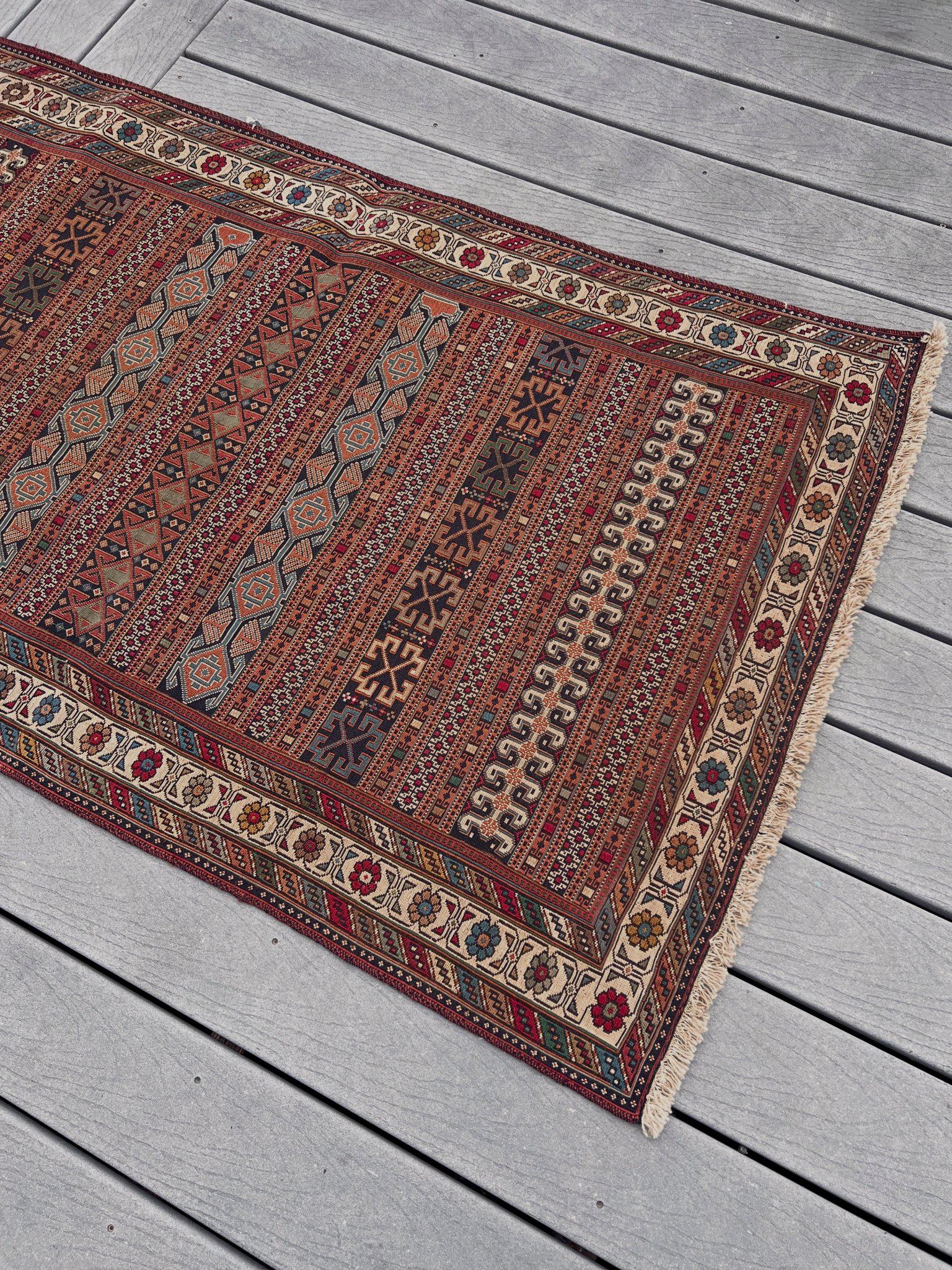 Soumak de terracota Rahrah - Alfombra Persa Vintage / Arte de Pared (3'2 