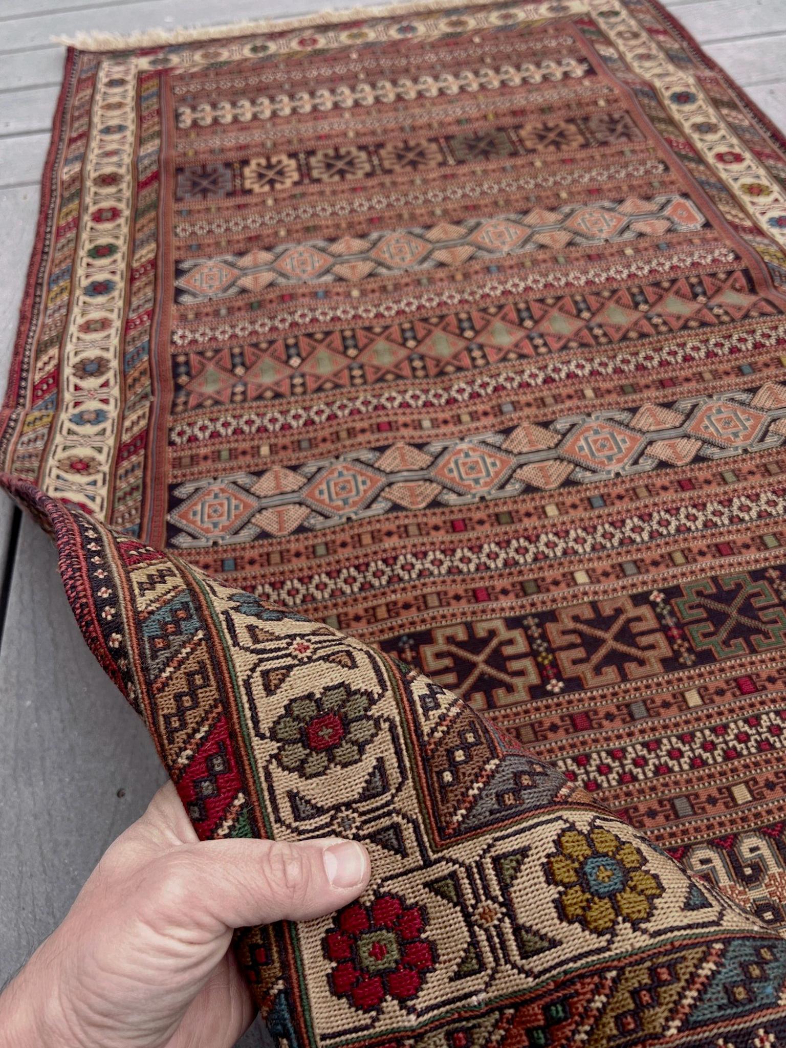 Soumak de terracota Rahrah - Alfombra Persa Vintage / Arte de Pared (3'2 