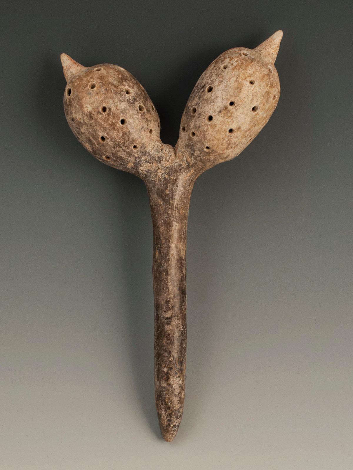 Hand-Crafted Terracotta Rattle, Colima, West Mexico, circa 100 B.C.-250 A.D.