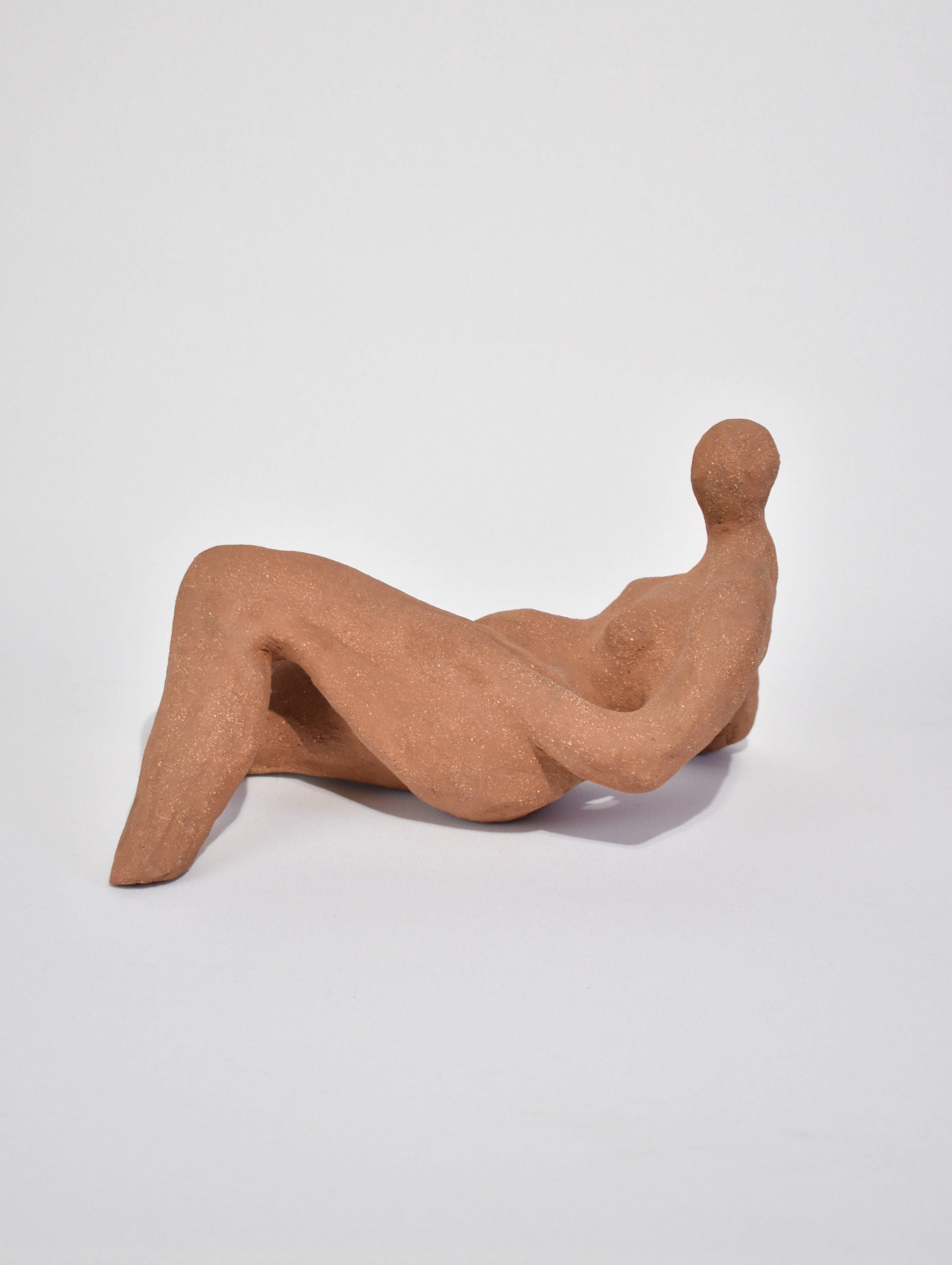 Hand-Crafted Terracotta Reclining Figure