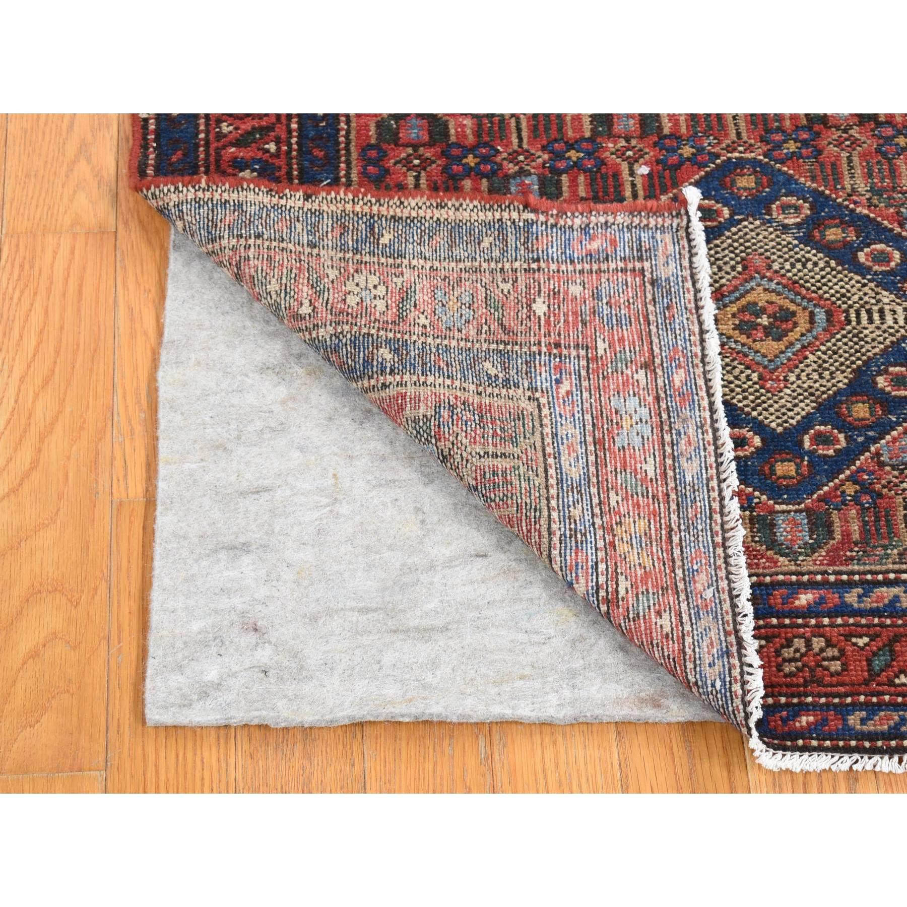 Medieval Terracotta Red Antique Persian Hamadan Soft Wool Hand Knotted Clean Runner Rug