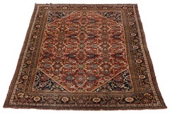 Terracotta Red Antique Persian Mahal Rug Traditional Herati Medallion Design