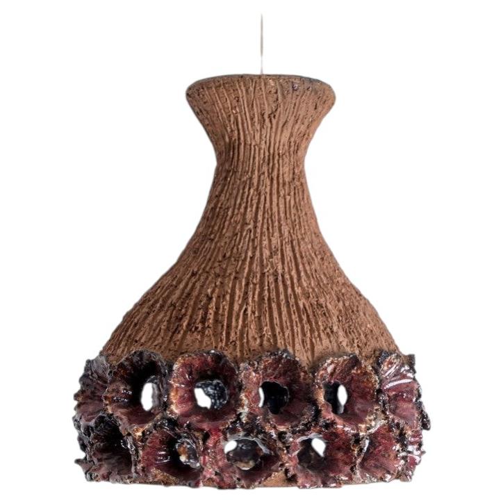 Terracotta Red Ceramic Pendant with Holes, Denmark, 1960s