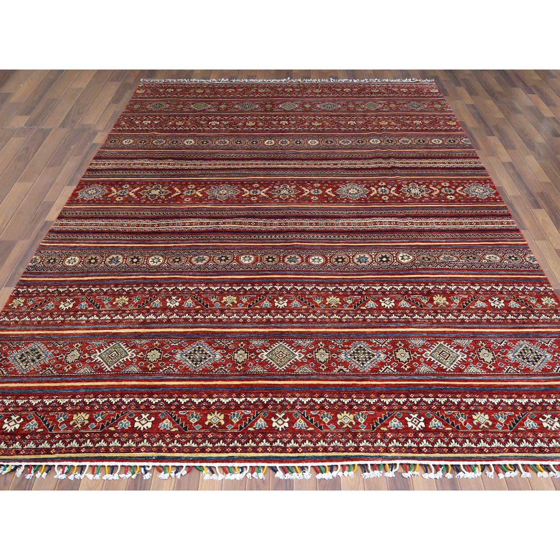 Kazakh Tapis rouge super Kazak Khorjin Design noué à la main 9'10