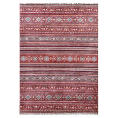 Terracotta Red Super Kazak Khorjin Design Tappeto in lana annodato a mano 9'10" x 13'5"