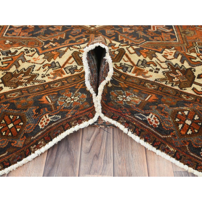 Mid-20th Century Terracotta Red Vintage Persian Heriz Rustic Look Soft Wool Hand Knotted Rug