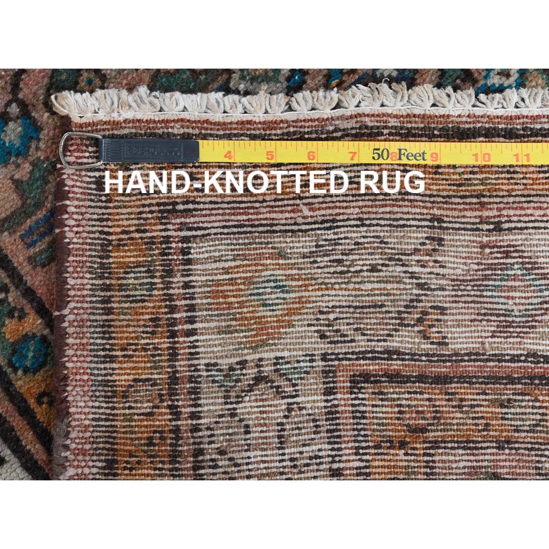 Terracotta Red Vintage Persian Husainabad Hand Knotted Worn Wool Distressed Rug For Sale 1