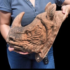TERRACOTTA RHINO HEAD TROPHy