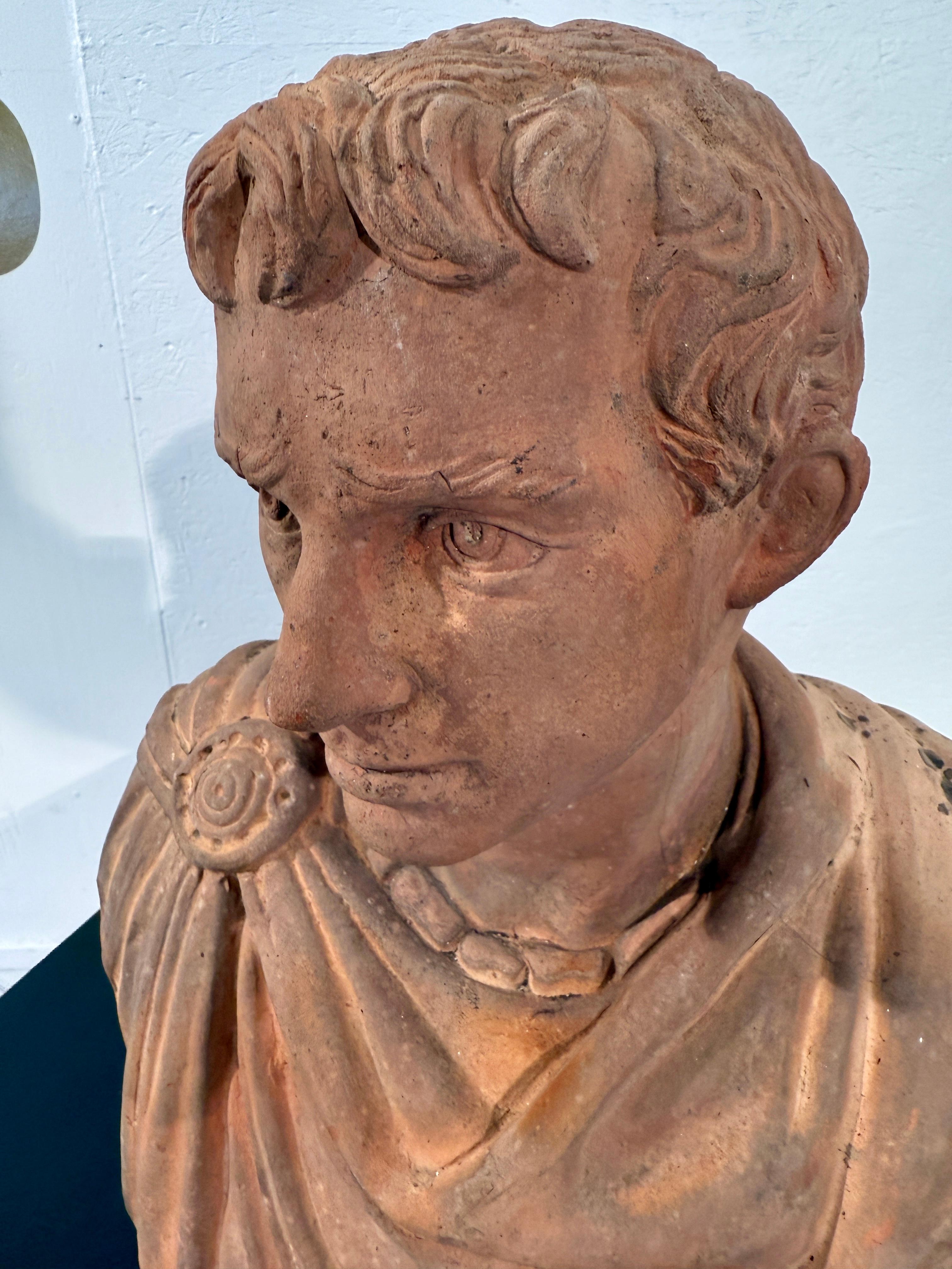 Escultura de terracota con busto de estilo romano en Bueno estado para la venta en Los Angeles, CA