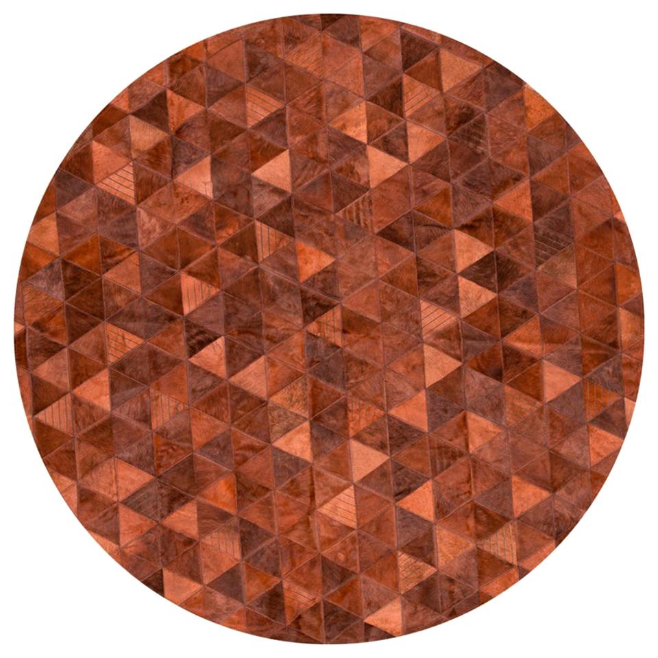 Terracotta Round Trilogia Customizable Cowhide Rug Large